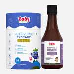 Brain Booster & Eye Care Combo for Kids | Nutriverse Eye Care Gummies Nutriverse (30 Gummies/Pack) + Shankhpushpi Syrup