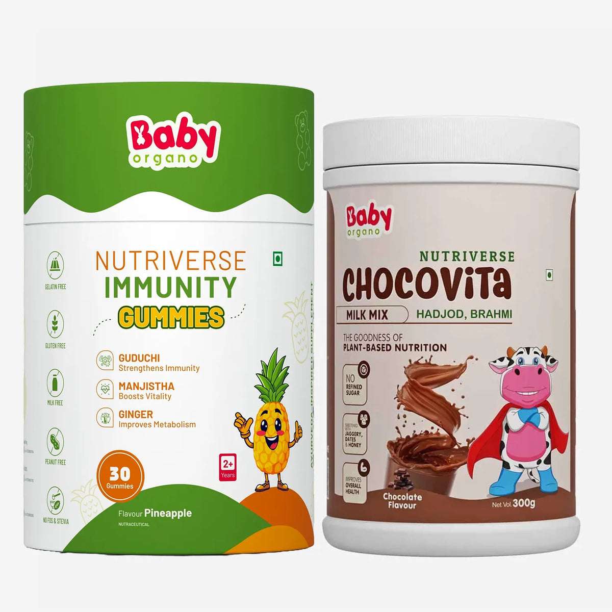 Growth & Immunity Booster Combo for Kids| Nutriverse Chocovita + Nutriverse Immunity Gummies (30 Gummies/Pack)