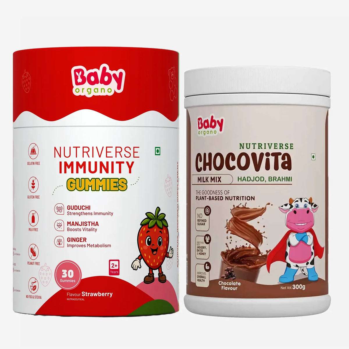 Growth & Immunity Booster Combo for Kids| Nutriverse Chocovita + Nutriverse Immunity Gummies (30 Gummies/Pack)