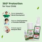 Kid's Overall Protection Combo for Kids| Swarnaprashan Drops + Mosquito Repellent Spray + Natural Cold Relief Roll-On