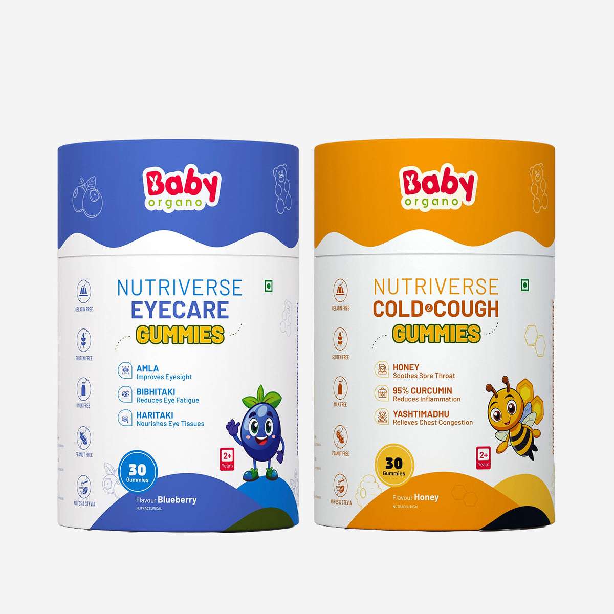 Vision & Wellness Combo for Kids| Nutriverse Eye Care Gummies + Nutriverse Cold & Cough Gummies (30 Gummies/Pack)