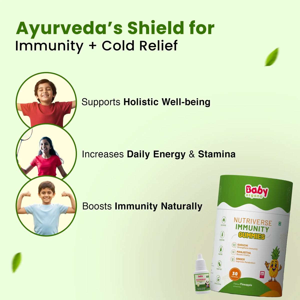 Natural Immunity Essentials for Kids | Nutriverse Immunity Gummies (30 Gummies/Pack) + Baalprashan Suvarnaprashan Drops