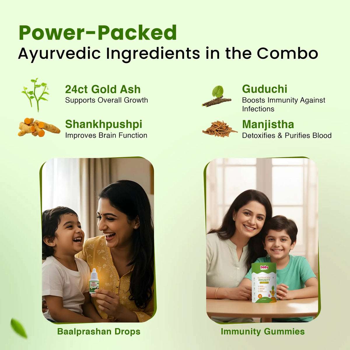 Natural Immunity Essentials for Kids | Nutriverse Immunity Gummies (30 Gummies/Pack) + Baalprashan Suvarnaprashan Drops
