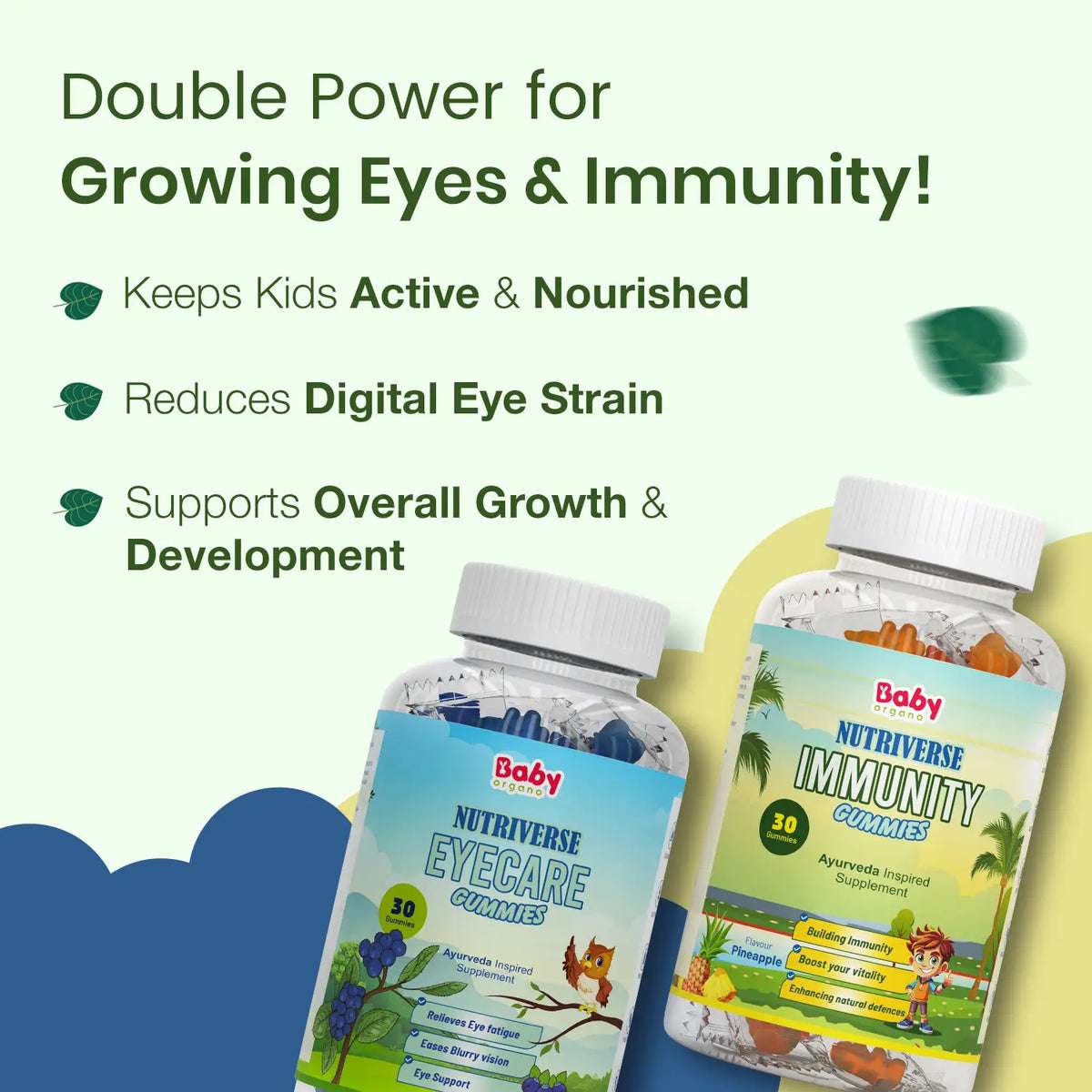 Eye & Immunity Wellness Duo for Kids| Nutriverse Eyecare Gummies + Nutriverse Immunity Gummies (30 Gummies/Pack)