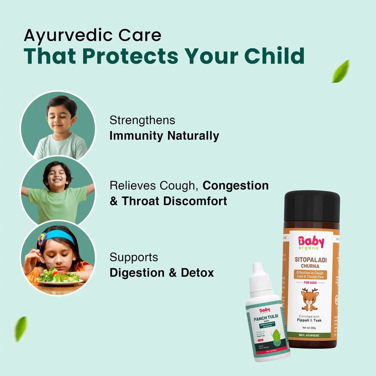 Ayurvedic Cough & Immunity Support Combo l Panch Tulsi Drops + Sitopaladi Churna