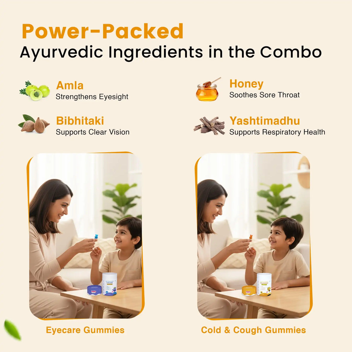 Vision & Wellness Combo for Kids| Nutriverse Eye Care Gummies + Nutriverse Cold & Cough Gummies (30 Gummies/Pack)