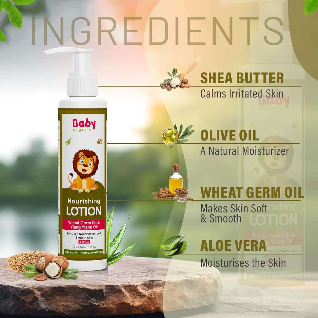 BabyOrgano - Non Sticky Nourishing Baby Lotion for Deep Nourishment and Smooth Skin, Non-Sticky Formula, 100% Ayurvedic