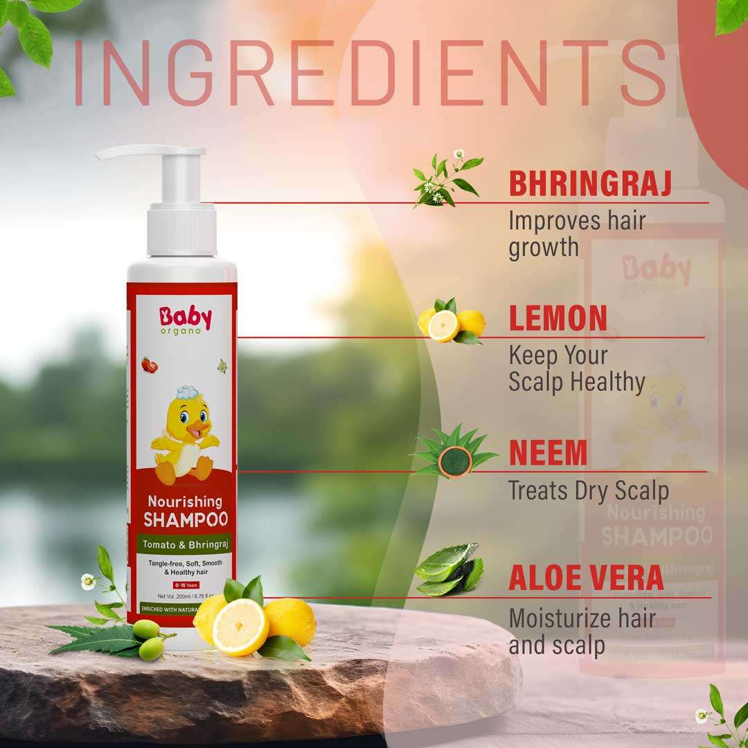 BabyOrgano Tomatino Baby Shampoo | Contains Tomato seeds, Lemon & Bhringraj | 100% Ayurvedic