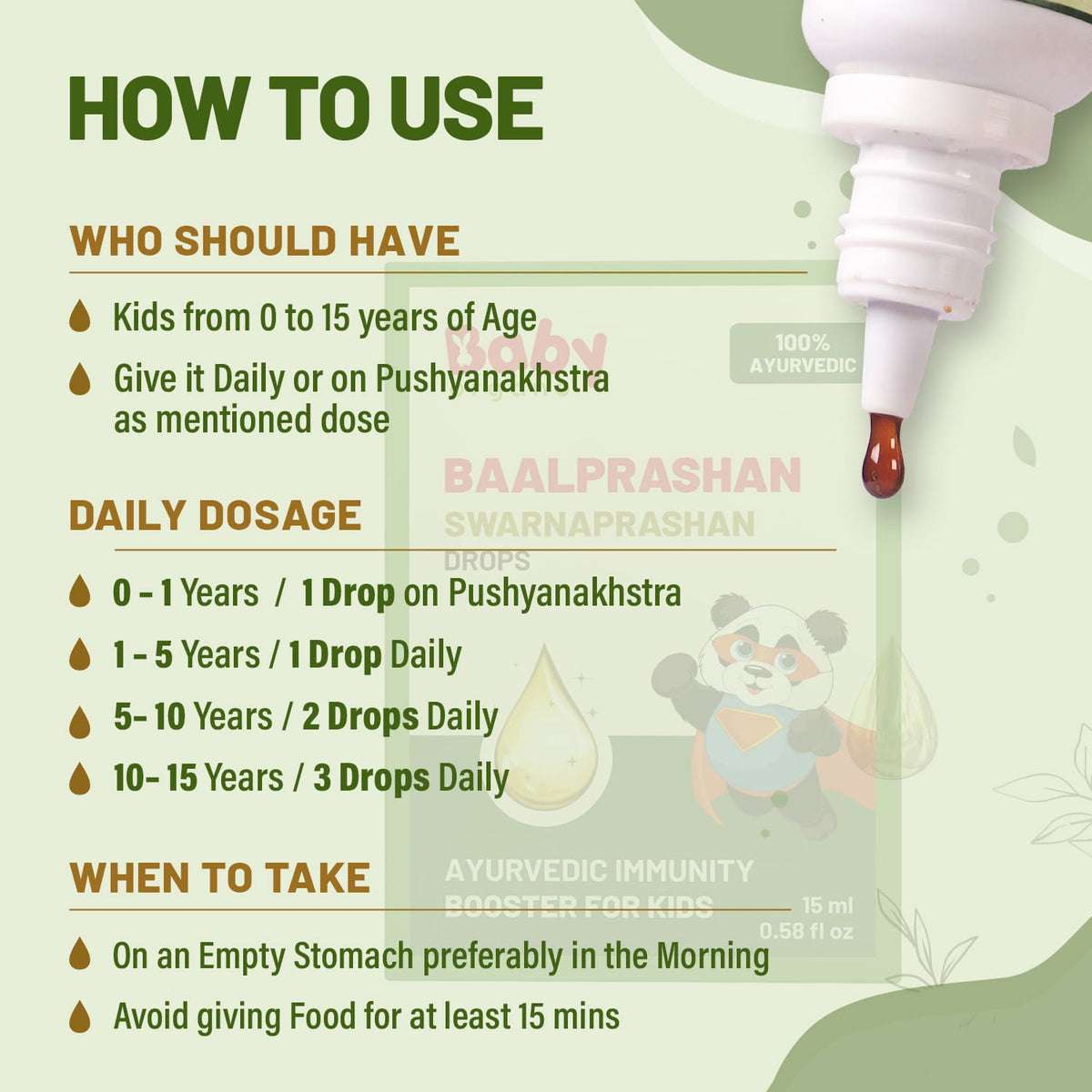 BabyOrgano Kid's Immunity & Oral Care Combo | Morning Care Combo for Kids |Swarnaprashan Drops (15ml) + Herbal Kids Toothpaste (50g)