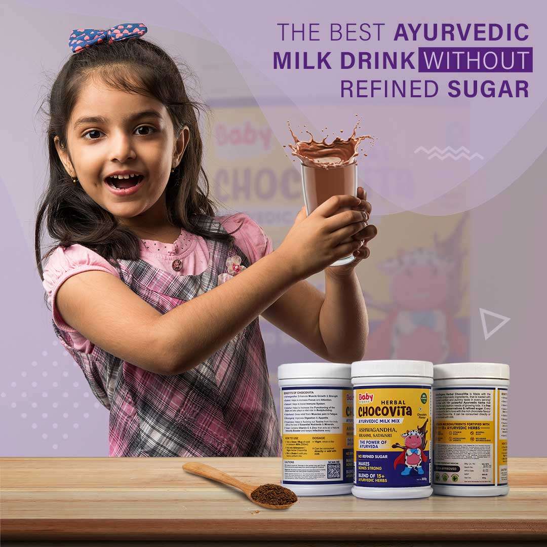 Babyorgano Herbal Chocovita for kids doesn't contain refined Sugar