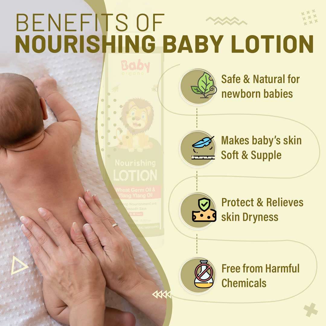 BabyOrgano | Non Sticky Nourishing Baby Lotion for Deep Nourishment and Smooth Skin | Non-Sticky Formula |100% Ayurvedic