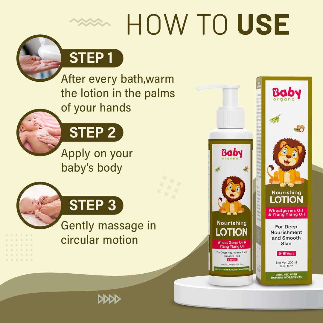 BabyOrgano - Non Sticky Nourishing Baby Lotion for Deep Nourishment and Smooth Skin, Non-Sticky Formula, 100% Ayurvedic