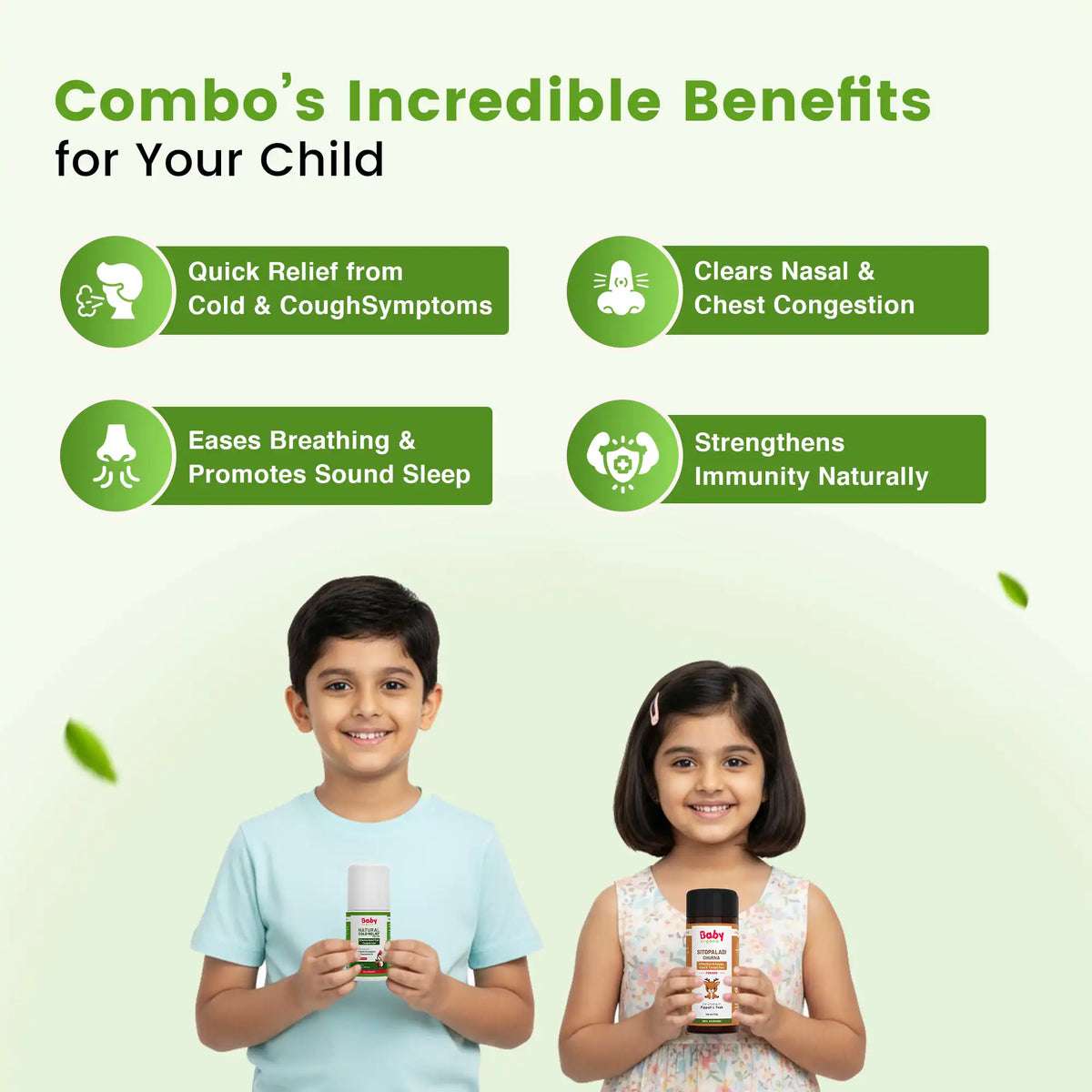 Kid’s Cold & Cough Relief Combo for Kids| Cold Relief Roll-On + Sitopaladi Churna