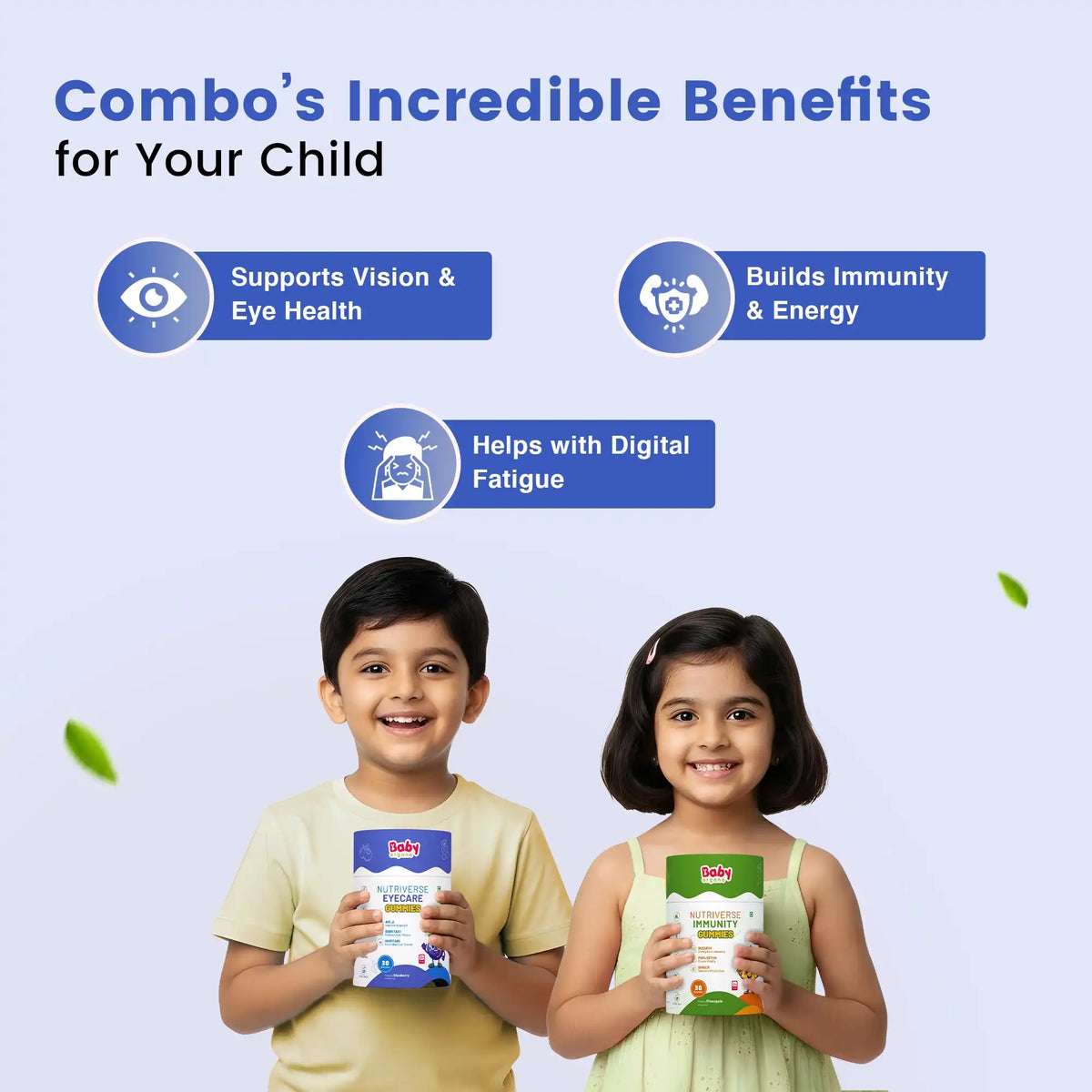 Eye & Immunity Wellness Duo for Kids| Nutriverse Eyecare Gummies + Nutriverse Immunity Gummies (30 Gummies/Pack)
