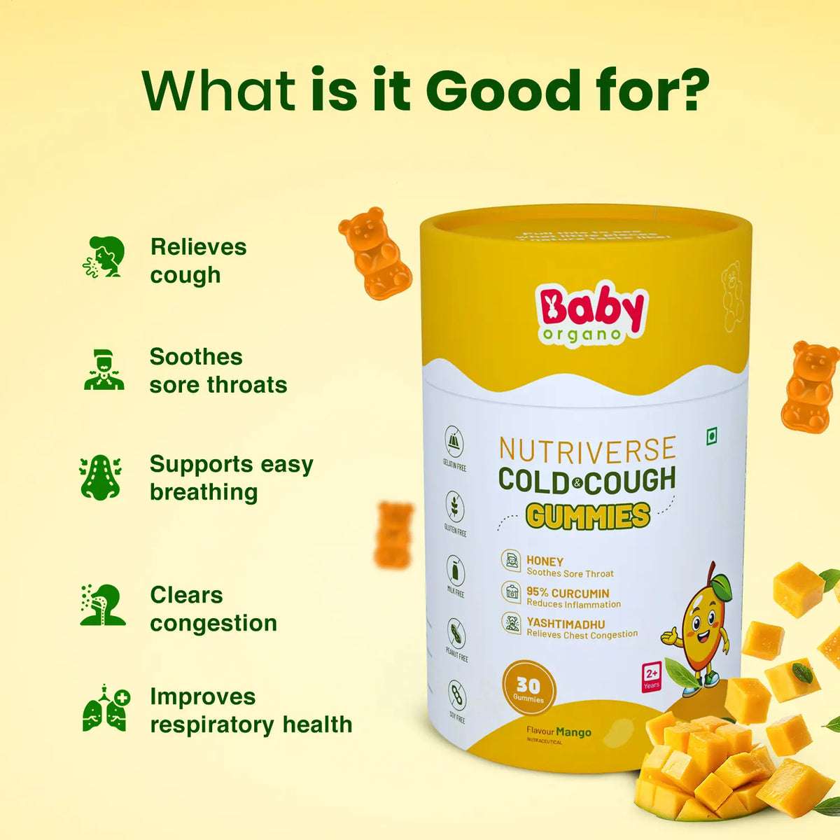 Benefits of cold and cough gummies – relieves dry cough, eases throat irritation, improves respiratory health, reduces congestion