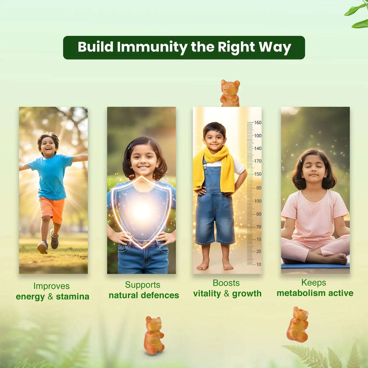 Benefits of immunity gummies – improves energy, builds immunity, boosts vitality, enhances natural defenses, supports metabolism