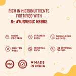 Nutriverse Kesar Haldi Milk Mix rich in micronutrients, fortified with 8+ Ayurvedic herbs, high protein, vitamin-rich, gluten-free, no artificial colors, FDA approved