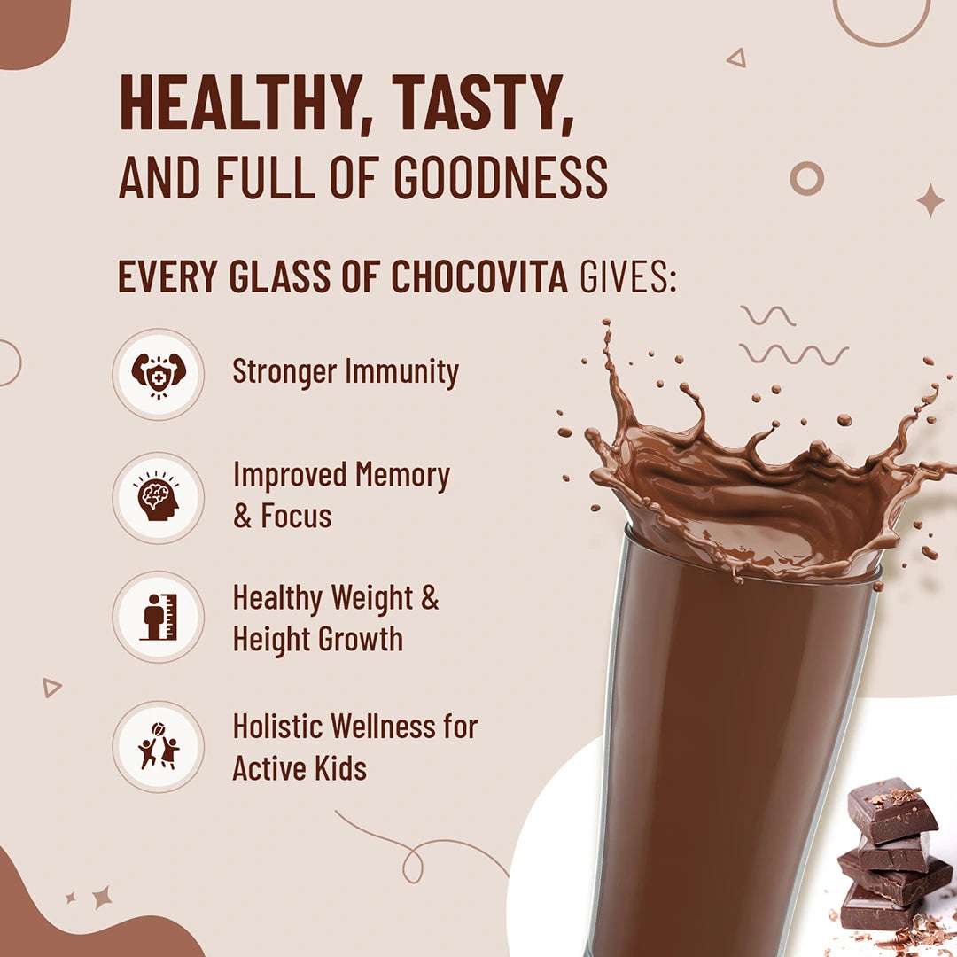 Chocolate milk powder for kids – boosts immunity, memory, and growth – Nutriverse Chocovita Milk Mix with Ayurvedic herbs
