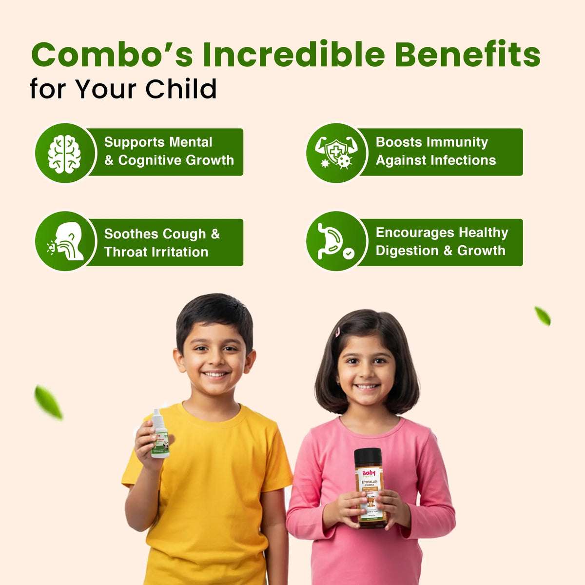 Boosts Immunity & Natural Cold Comfort Combo for Kids | Suvarnaprashan Drops + Sitopaladi Churna