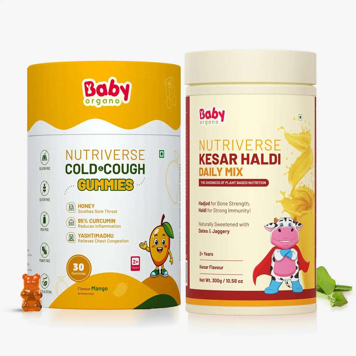Cold & Immunity Shield Combo for Kids| Nutriverse Cold & Cough Gummies + Kesar Haldi Milk Mix