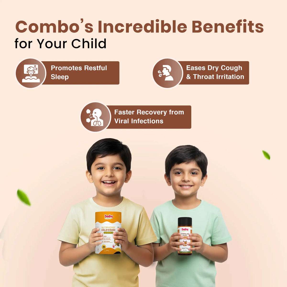 Natural Cold Care Combo for Kids | Nutriverse Cold & Cough Gummies (30 Gummies/Pack) + Sitopaladi Churna
