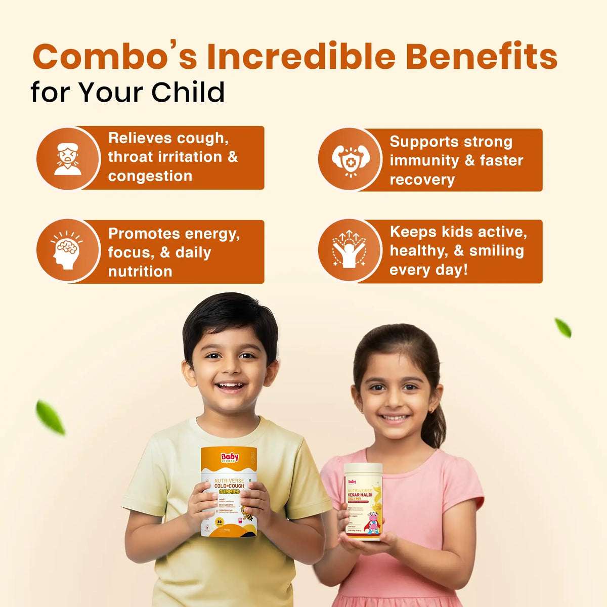 Cold & Immunity Shield Combo for Kids| Nutriverse Cold & Cough Gummies + Kesar Haldi Milk Mix