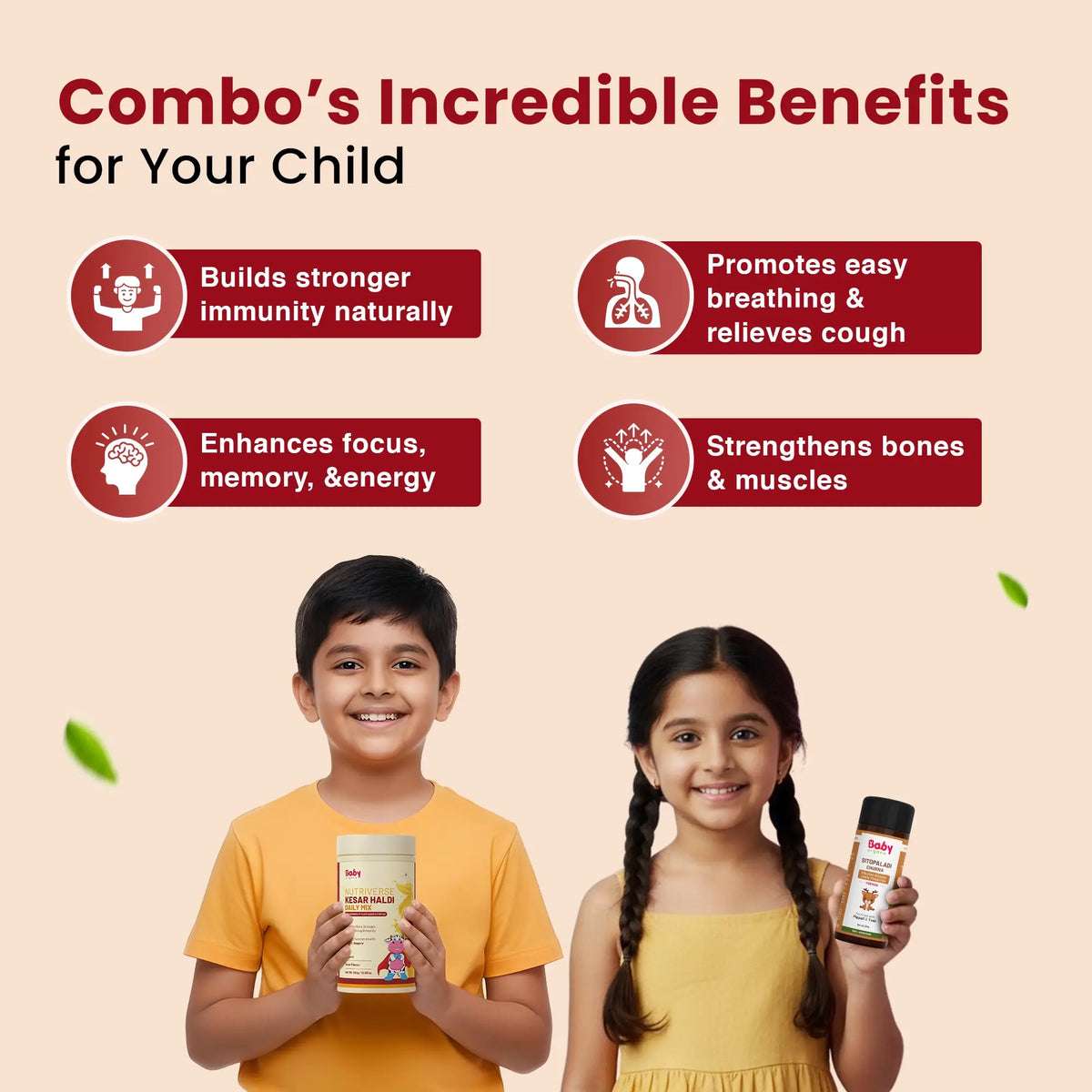Immunity & Cold Relief Combo for Kids| Nutriverse Kesar Haldi Milk Mix + Sitopaladi Churna