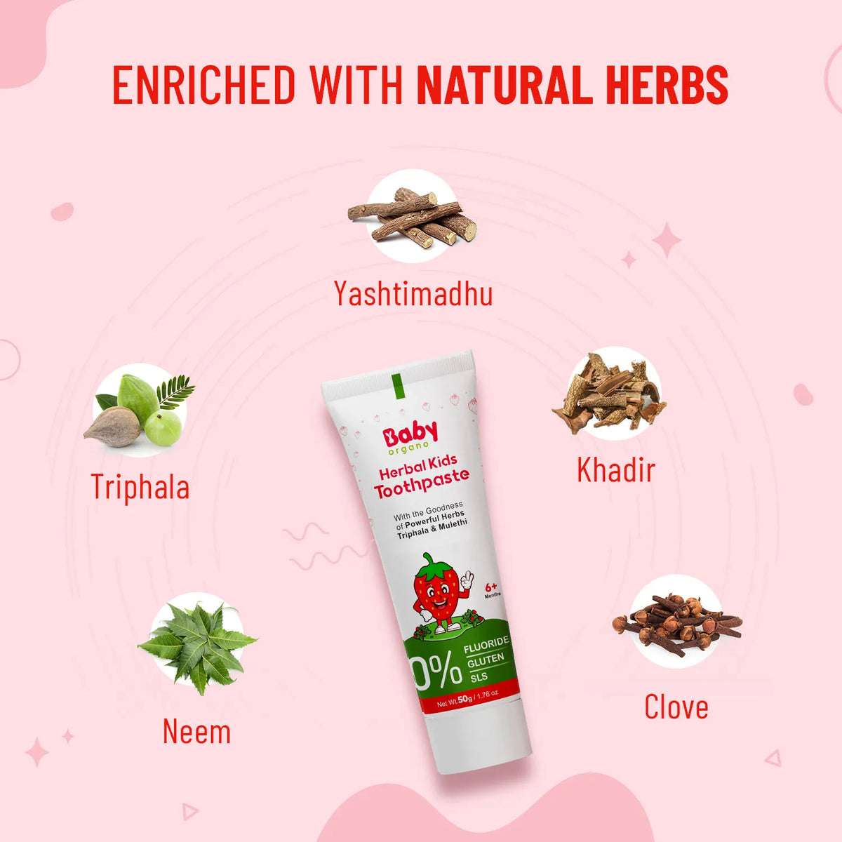 Herbal Kids Toothpaste | Strawberry Flavour | 6+ Months
