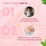 How to apply BabyOrgano Hing Tummy Roll On – easy roll-on for babies 3+ months, apply around navel and massage gently