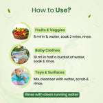 How to use baby liquid cleanser for soaking fruits, vegetables, and baby clothes.