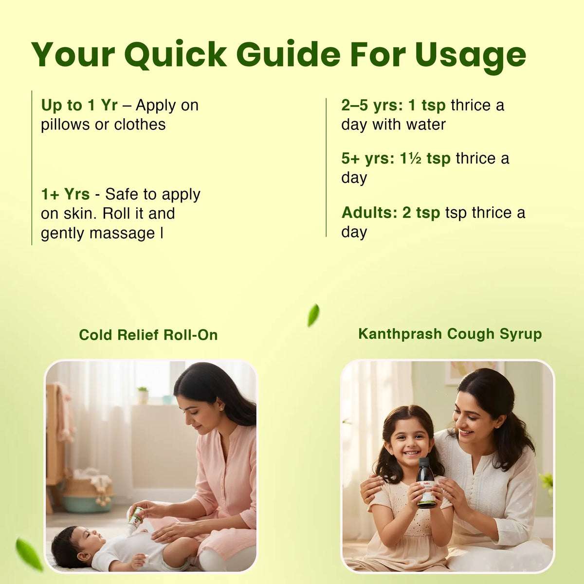 Natural Cold Shield Combo for Kids| Kanthprash Cough Syrup + Natural Cold Relief Roll-On