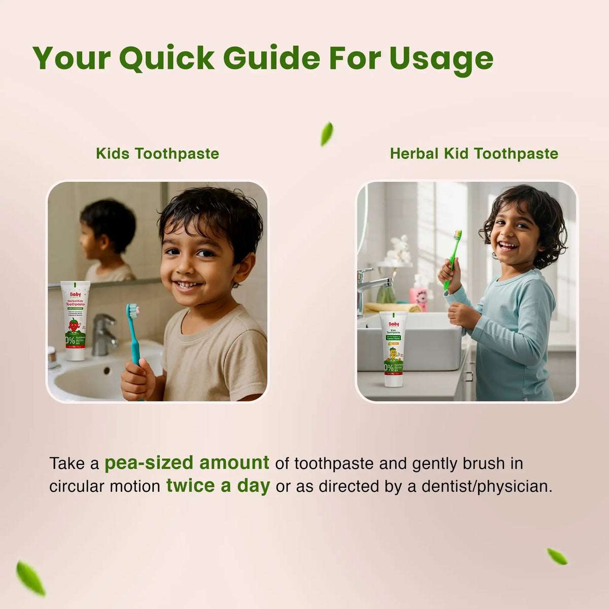 Natural Oral Care Combo for Kids | Herbal Toothpaste Mango + Strawberry Flavour