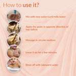Natural Ubtan: mix with rose water/curd/milk/water, apply against hair growth, massage, let dry, rinse with lukewarm water