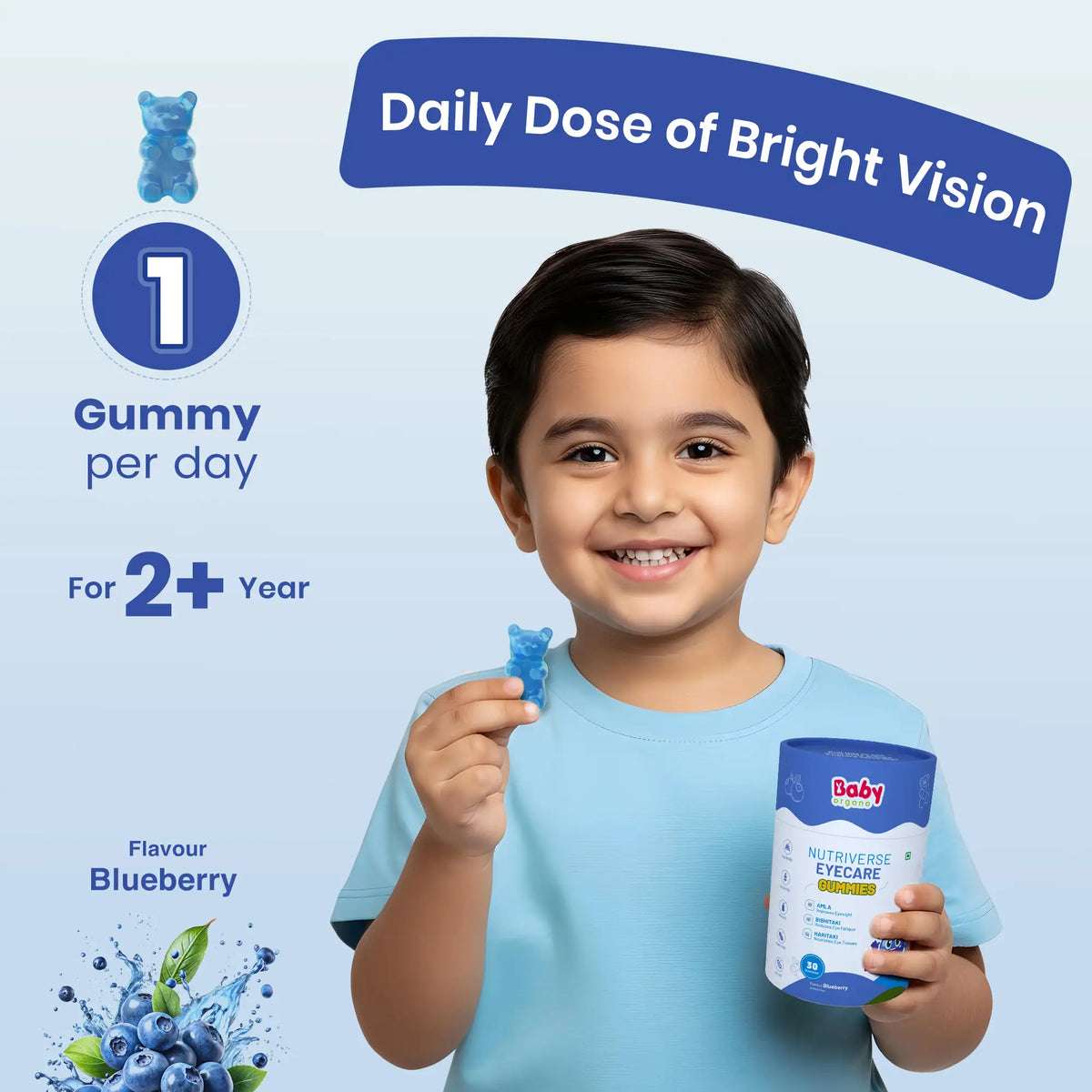 How to use Nutriverse Eyecare Gummies for kids, blueberry flavour, daily eye health support 2+ years