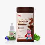 A product shot showing the Immunity & Wellness Boost Combo for kids, which includes Baby Organo Nutriverse Chocovita Milk Mix and Baalprashan Swarnaprashan Drops.