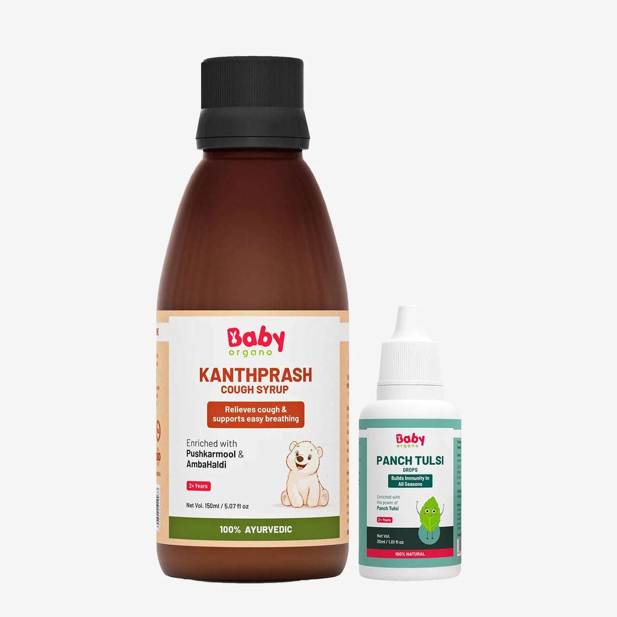 Kanthprash Cough Syrup and Panch Tulsi Drops combo for kids – Ayurvedic relief for cough and natural immunity booster