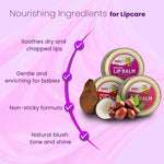 Gentle Ayurvedic lip balm for babies with soothing, non-sticky formula; adds natural blush tone and moisturizes chapped lips
