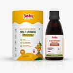 BabyOrgano Mango Flavour Cold & Cough Gummies paired with Kanthprash Cough Syrup — gentle Ayurvedic support that helps relieve congestion and cough.