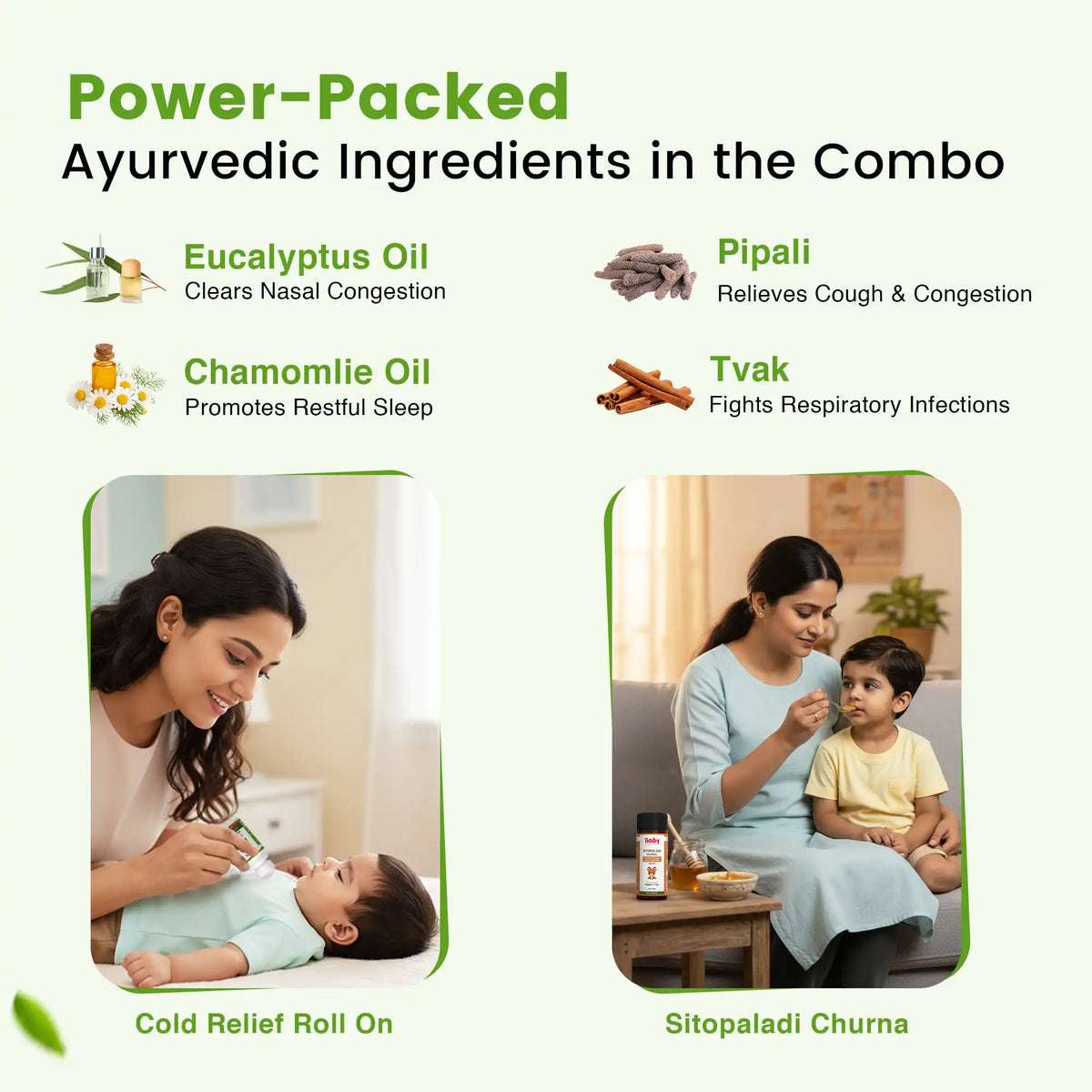 Kid’s Cold & Cough Relief Combo for Kids| Cold Relief Roll-On + Sitopaladi Churna