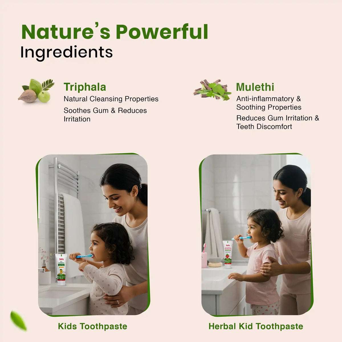 Natural Oral Care Combo for Kids | Herbal Toothpaste Mango + Strawberry Flavour