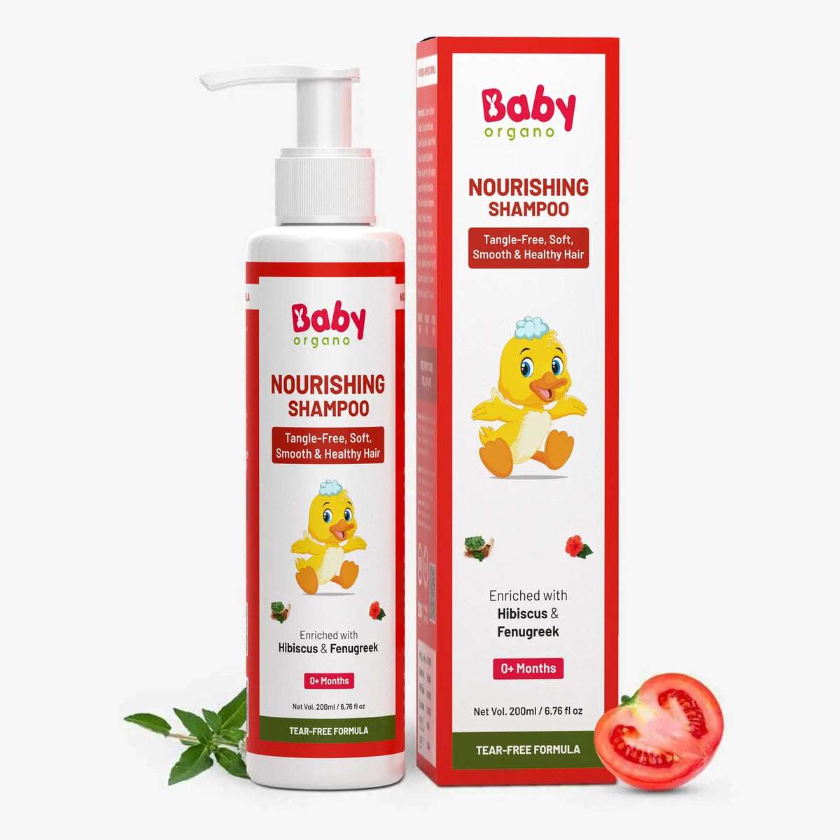 Baby shampoo with tomato and bhringraj – natural, ayurvedic care for soft, smooth hair in babies and kids aged 0–15 years
