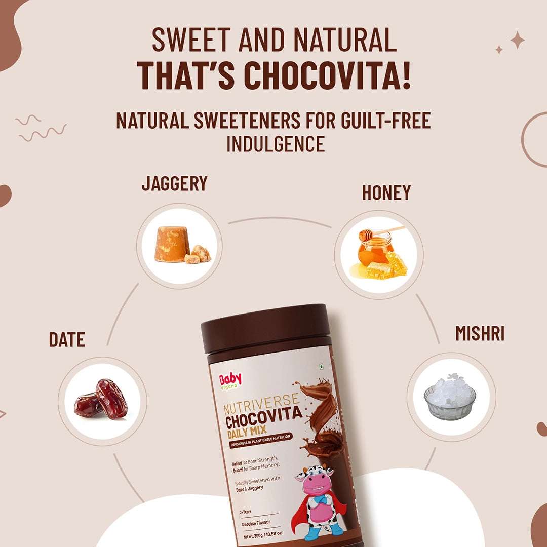 Natural chocolate milk powder with jaggery, honey, and dates – Nutriverse Chocovita Milk Mix for kids