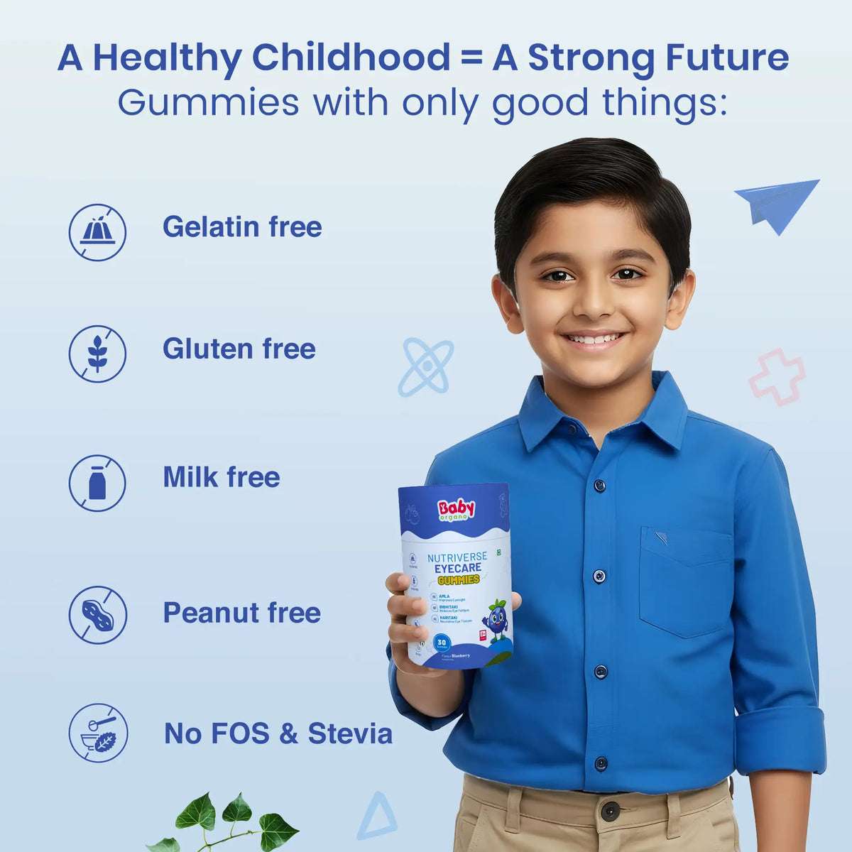 Pure and natural Nutriverse Eye Health Gummies for kids – gelatin-free, gluten-free, soy-free, no fishy flavour