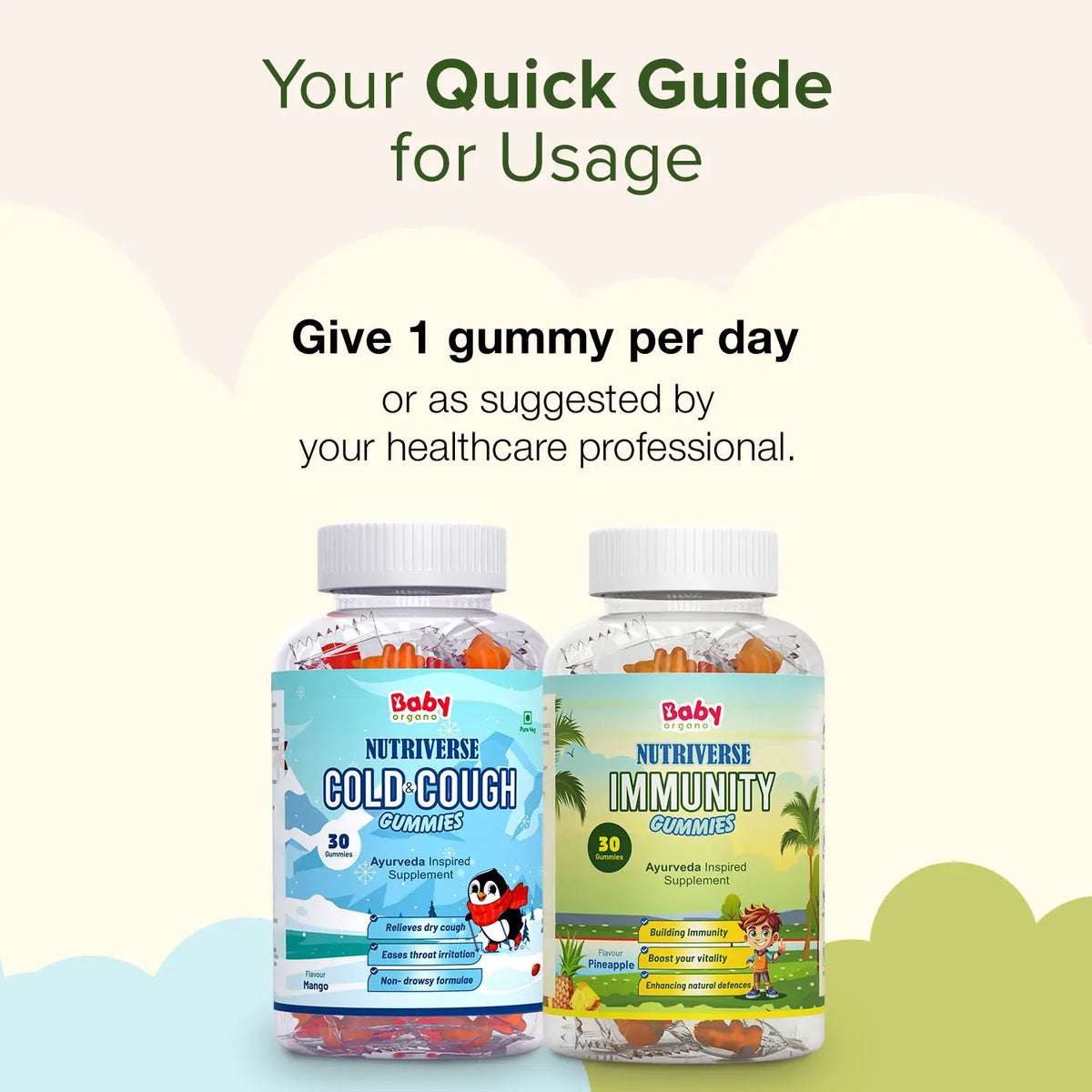 Nutriverse Immunity Gummies For Kids usage instructions – take 1 gummy daily or as directed by healthcare professional