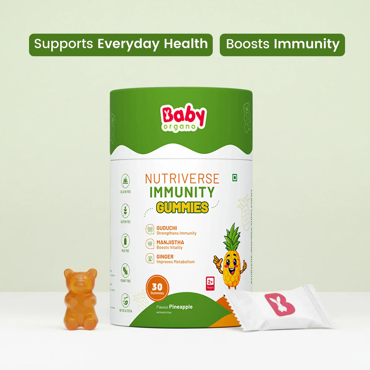 Nutriverse Immunity Gummies – Ayurveda inspired supplement for building immunity, pineapple flavour, boosts vitality and natural defenses | #flavour_pineapple
