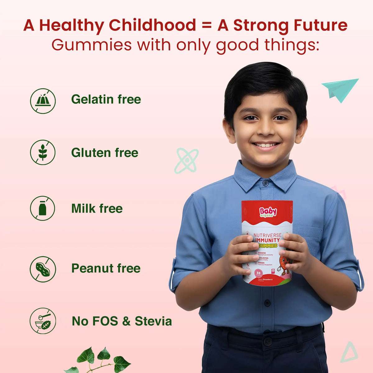 Nutriverse kids immunity gummies – gelatin free, gluten free, milk free, peanut free