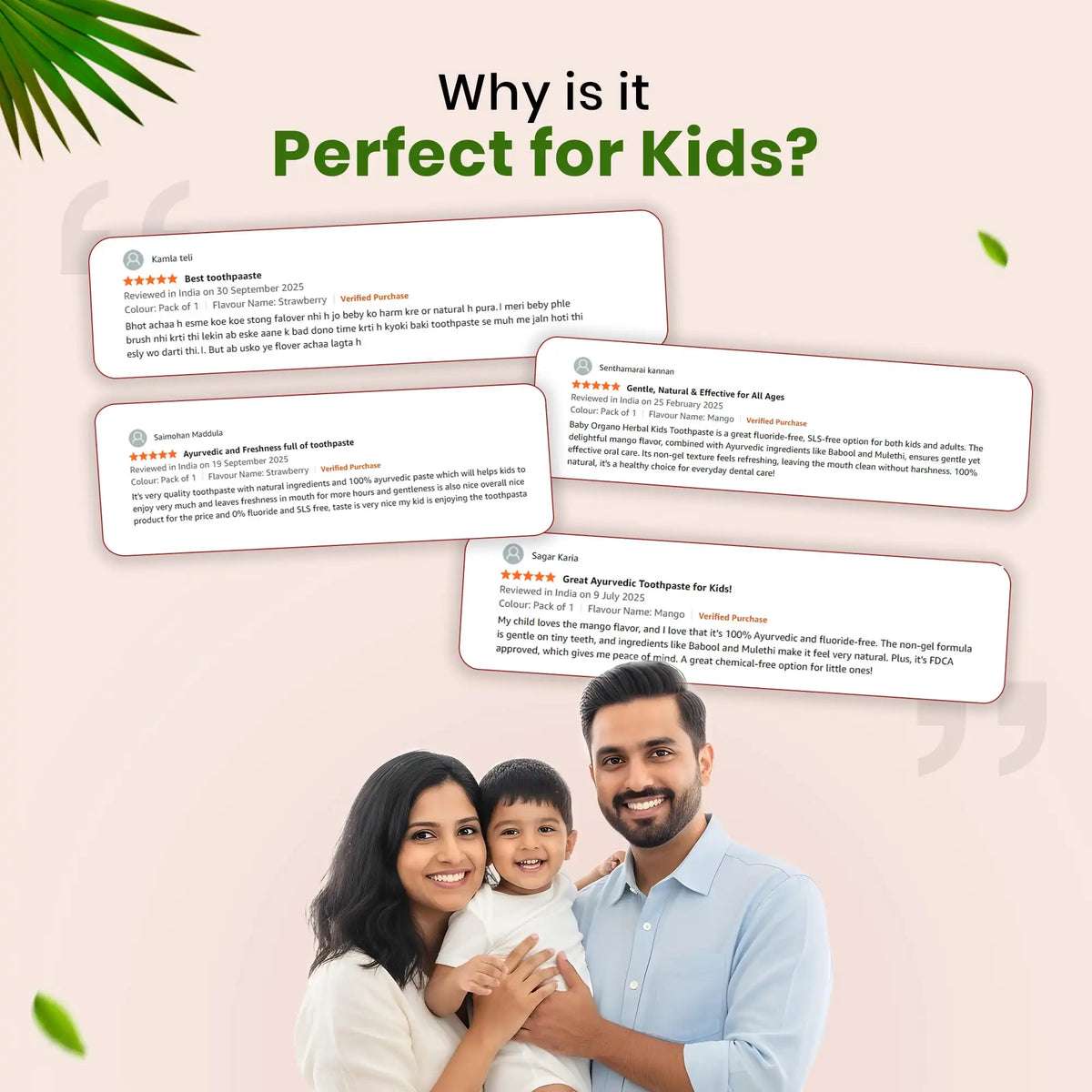 Natural Oral Care Combo for Kids | Herbal Toothpaste Mango + Strawberry Flavour