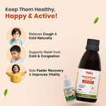 BabyOrgano Kanthprash and Baalprashan combo bottles featuring benefits like natural relief from cough and cold, faster recovery, and improved vitality for kids.