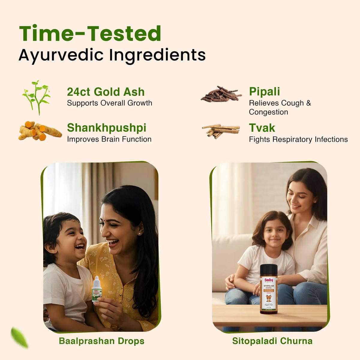 Boosts Immunity & Natural Cold Comfort Combo for Kids | Suvarnaprashan Drops + Sitopaladi Churna