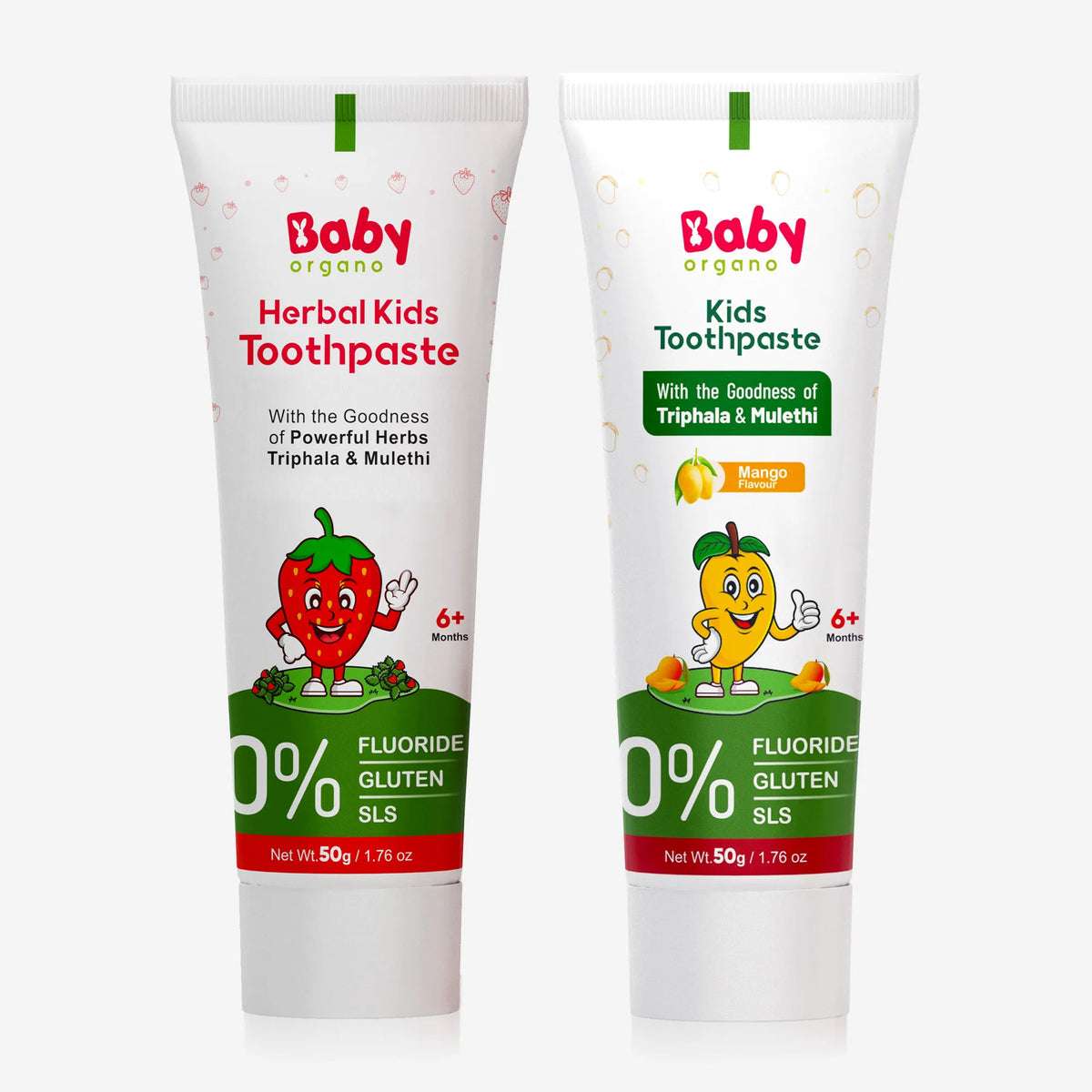 Natural Oral Care Combo for Kids | Herbal Toothpaste Mango + Strawberry Flavour
